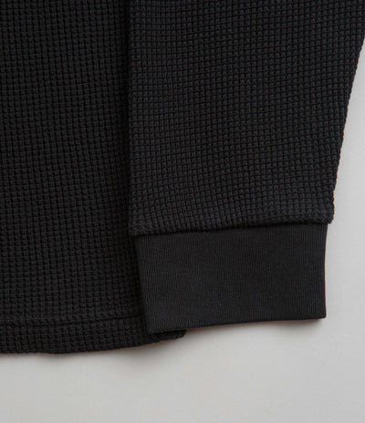 Civilist Thermal Waffle Long Sleeve T-Shirt in Black