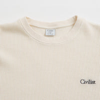 Civilist Thermal Waffle Long Sleeve T-Shirt in Ecru thumbnail