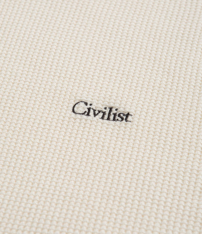 Civilist Thermal Waffle Long Sleeve T-Shirt in Ecru