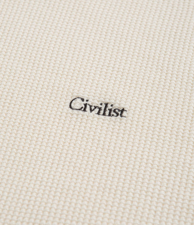 Civilist Thermal Waffle Long Sleeve T-Shirt - Ecru