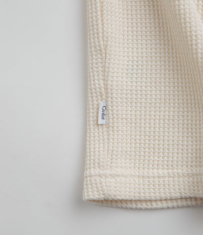 Civilist Thermal Waffle Long Sleeve T-Shirt in Ecru