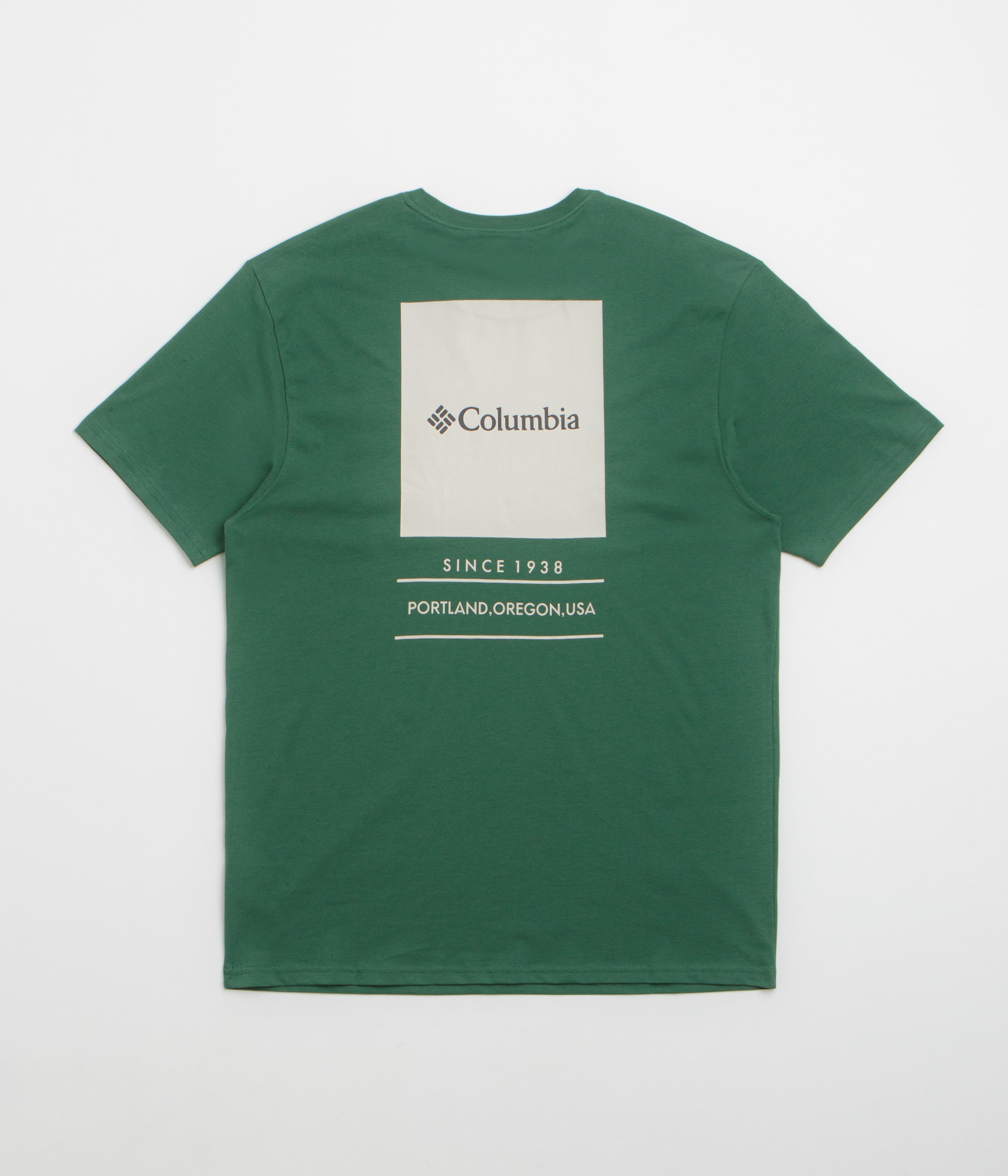 Columbia Barton Springs Graphic T-Shirt in Rain Forest and Dark Stone