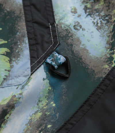Columbia Challenger Windbreaker Jacket in Napa Green Chasing Falls Print and Black