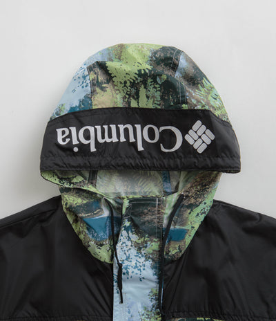 Columbia Challenger Windbreaker Jacket in Napa Green Chasing Falls Print and Black