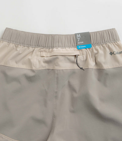Columbia Hike Color Block Shorts in Flint Grey and Dark Stone