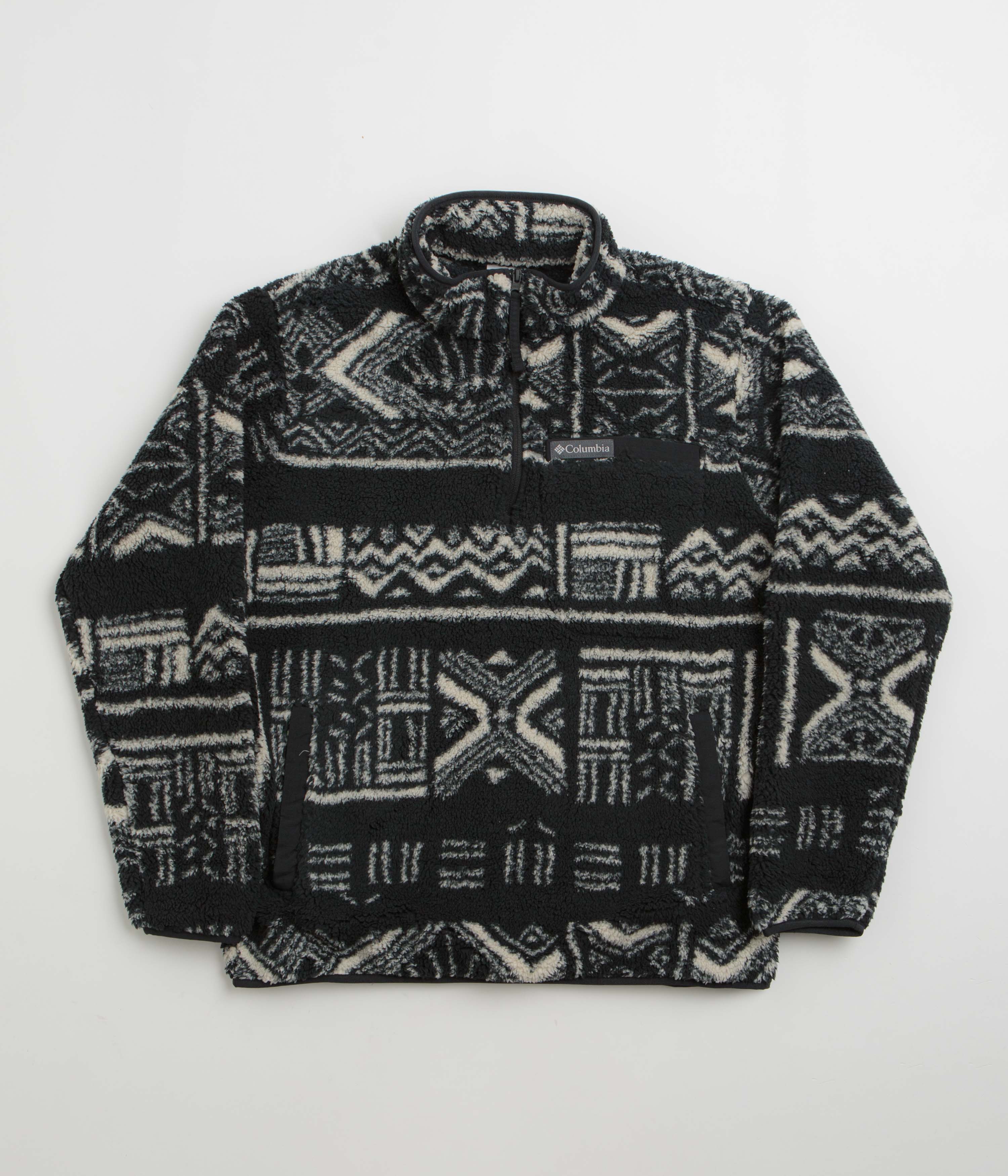 Columbia Rugged Ridge High Pile Half Zip Fleece in Black and Deschutes Days