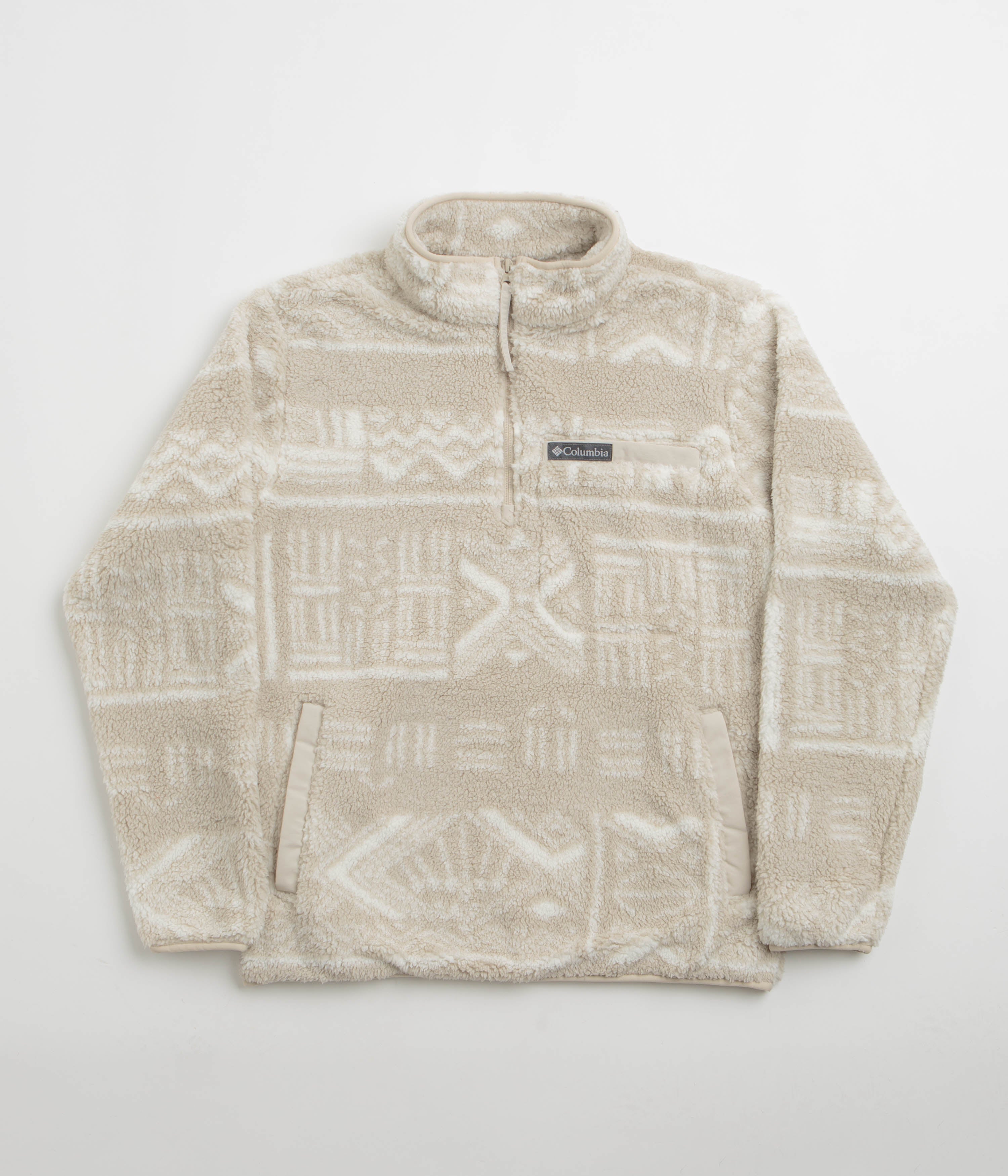 Columbia Rugged Ridge High Pile Half Zip Fleece in Dark Stone and Deschutes Days