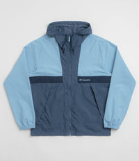 Columbia Spire Valley Hooded Windbreaker Jacket in Ripple Blue and Dark Mountain / Collegiate Navy