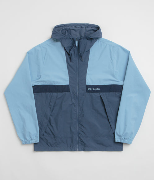 Columbia Spire Valley Hooded Windbreaker Jacket - Ripple Blue / Dark Mountain / Collegiate Navy