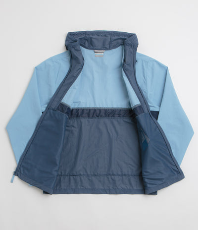 Columbia Spire Valley Hooded Windbreaker Jacket in Ripple Blue and Dark Mountain / Collegiate Navy