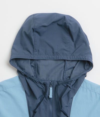 Columbia Spire Valley Hooded Windbreaker Jacket in Ripple Blue and Dark Mountain / Collegiate Navy