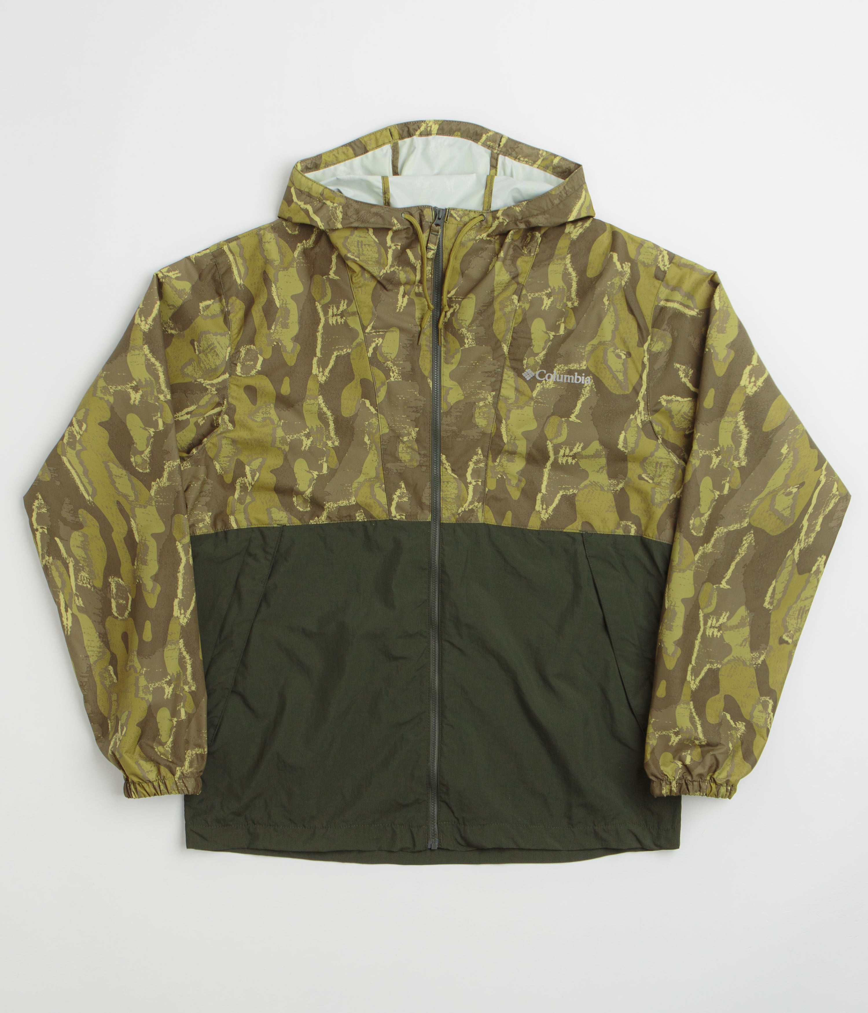 Columbia Challenger II Printed Windbreaker Jacket - Mossy Green Treebark / Greenscape