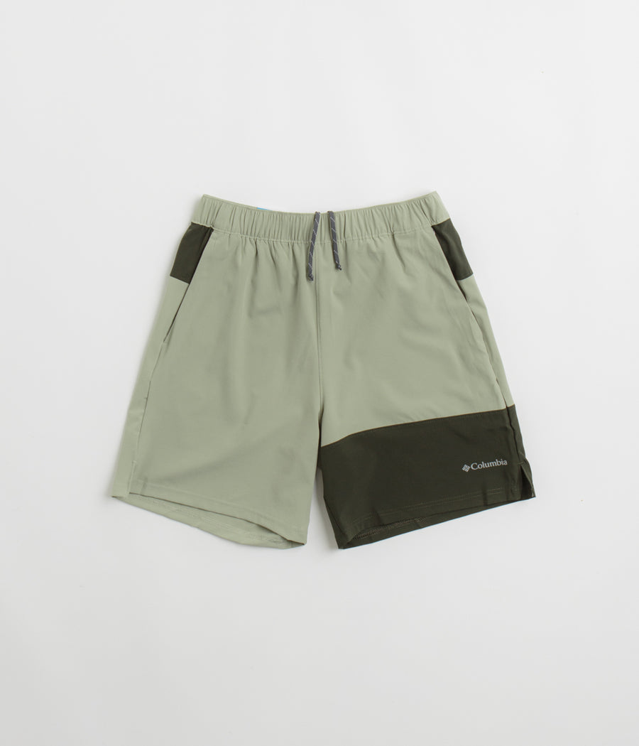 Columbia Hike Color Block Shorts in Safari and Greenscape