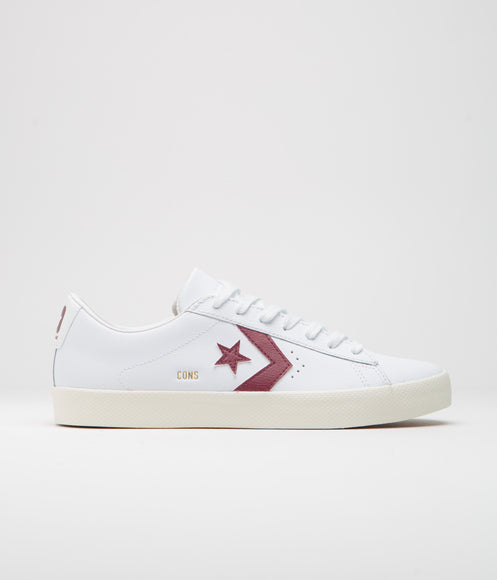 Converse PL Vulc Pro Ox Shoes - White / Deep Bordeaux / Egret
