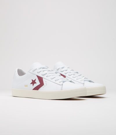 Converse PL Vulc Pro Ox Shoes - White / Deep Bordeaux / Egret