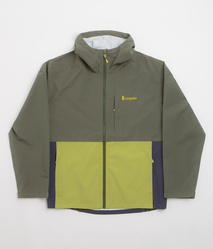 Cotopaxi Cielo Rain Jacket in Fatigue and Lemongrass