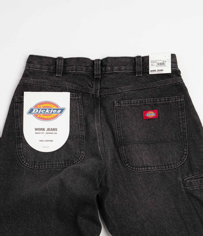Dickies 958 Baggy Tapered Work Jeans - Black Wash Faded