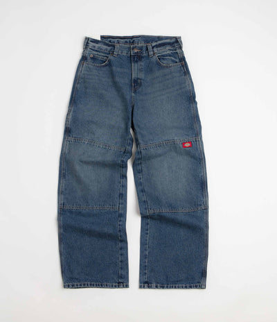 Dickies Double Knee Loose Jeans - Mid Blue Faded