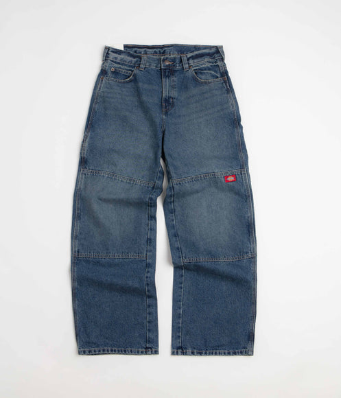 Dickies Double Knee Loose Jeans - Mid Blue Faded