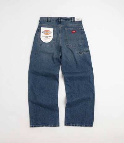 Dickies Double Knee Loose Jeans - Mid Blue Faded