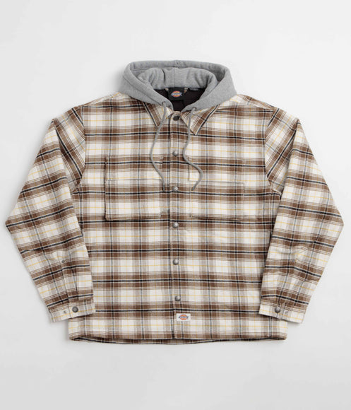 Dickies Eustis Hooded Flannel Shacket - Egret