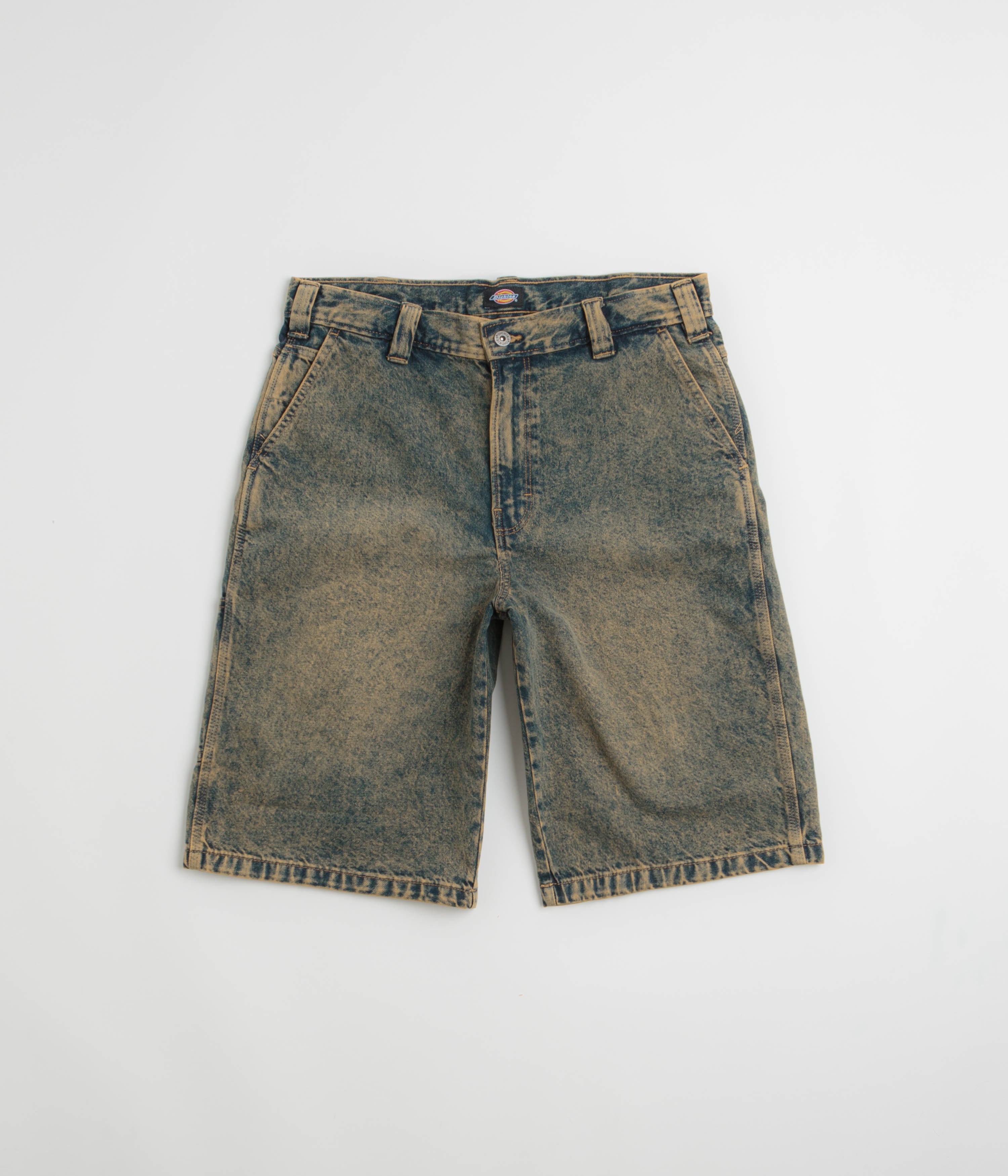 Dickies Madison Denim Shorts in Yellow Fade Indigo