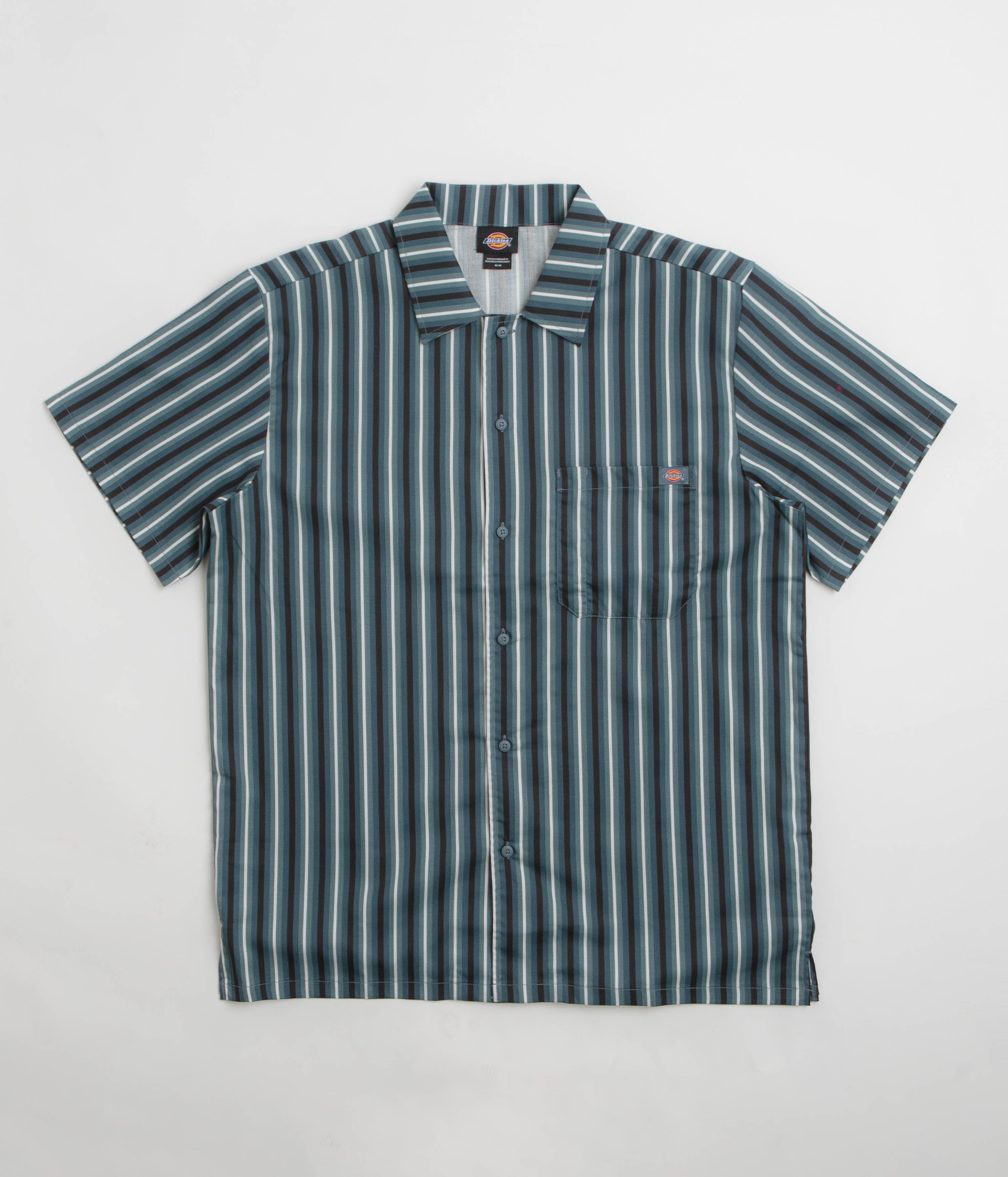 Dickies Multi Stripe Work Short Sleeve Shirt in Stormy Weather