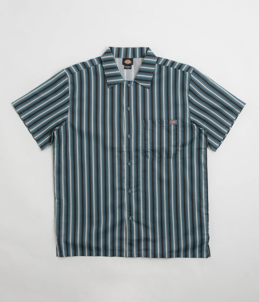 Dickies Multi Stripe Work Short Sleeve Shirt in Stormy Weather