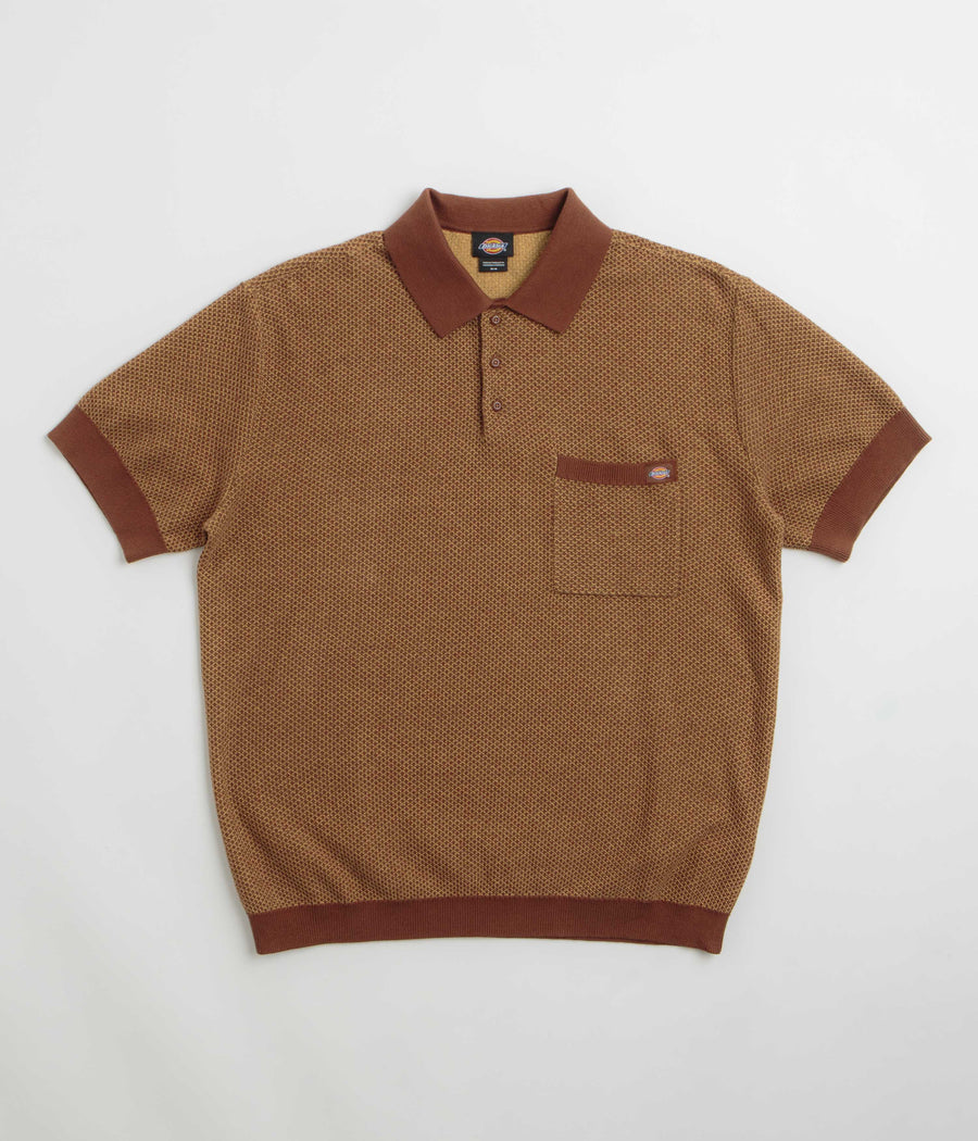 Dickies Rocky Knit Short Sleeve Polo Shirt in Oak Buff