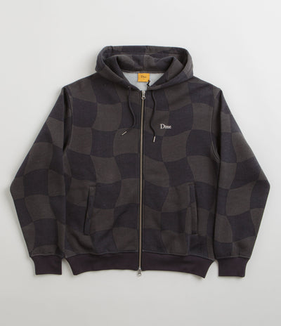 Dime Classic Checkmate Zip Hoodie in Charcoal