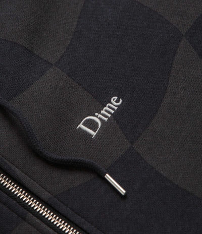 Dime Classic Checkmate Zip Hoodie in Charcoal