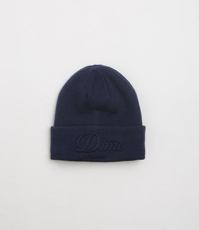 Dime Cursive Fold Beanie in Navy