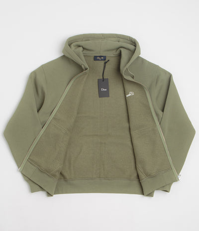 Dime Cursive Full Zip Hoodie in Army Green