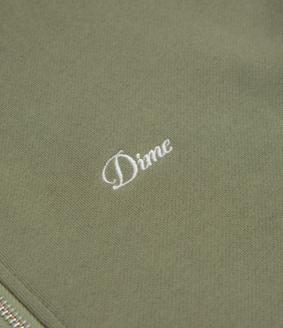 Dime Cursive Full Zip Hoodie in Army Green