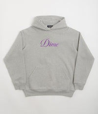 Dime Cursive Hoodie in Heather Grey and Pink
