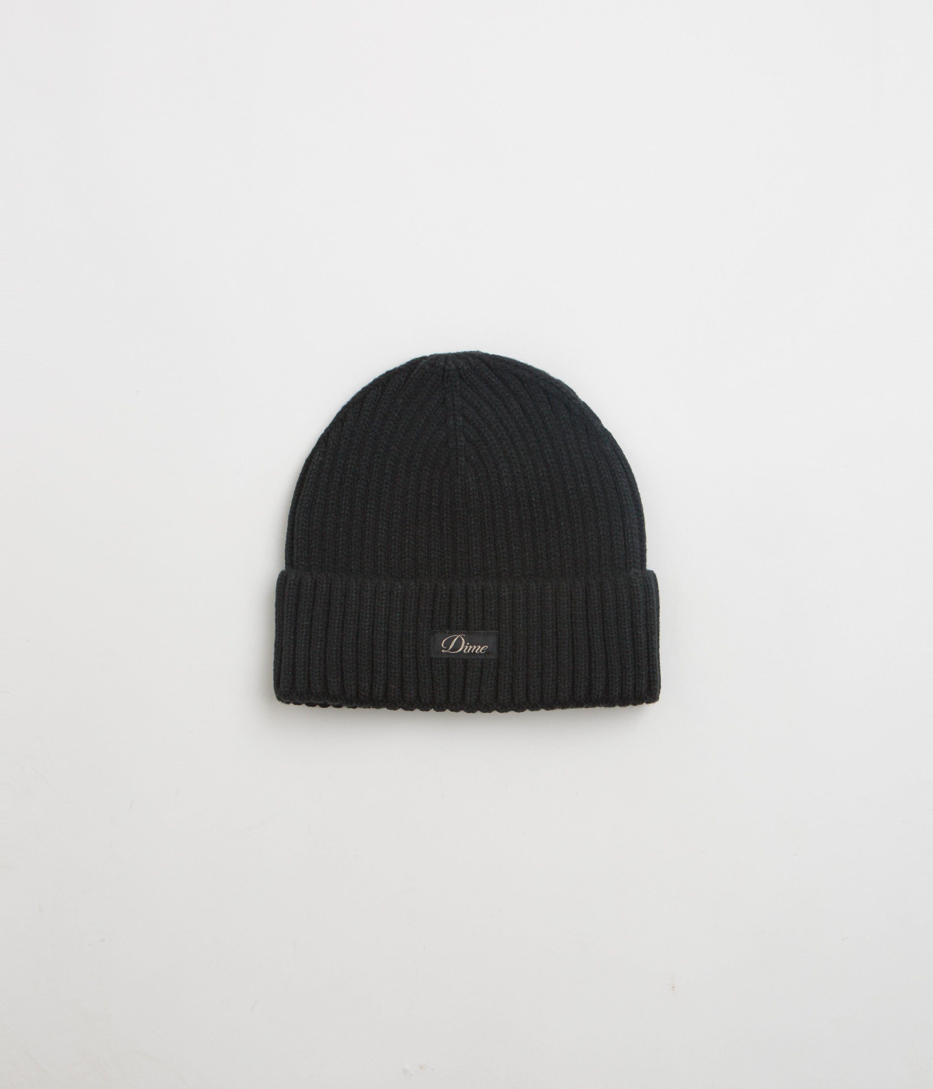 Dime Cursive Rib Beanie in Black