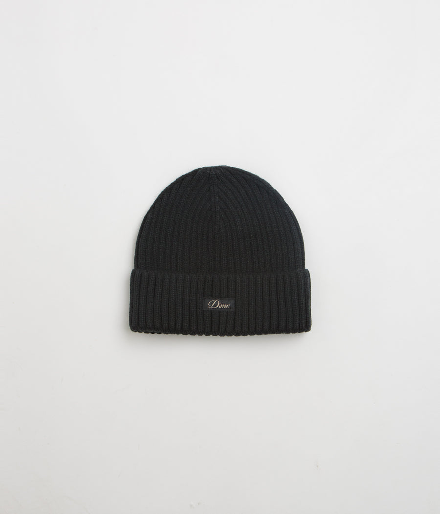 Dime Cursive Rib Beanie in Black