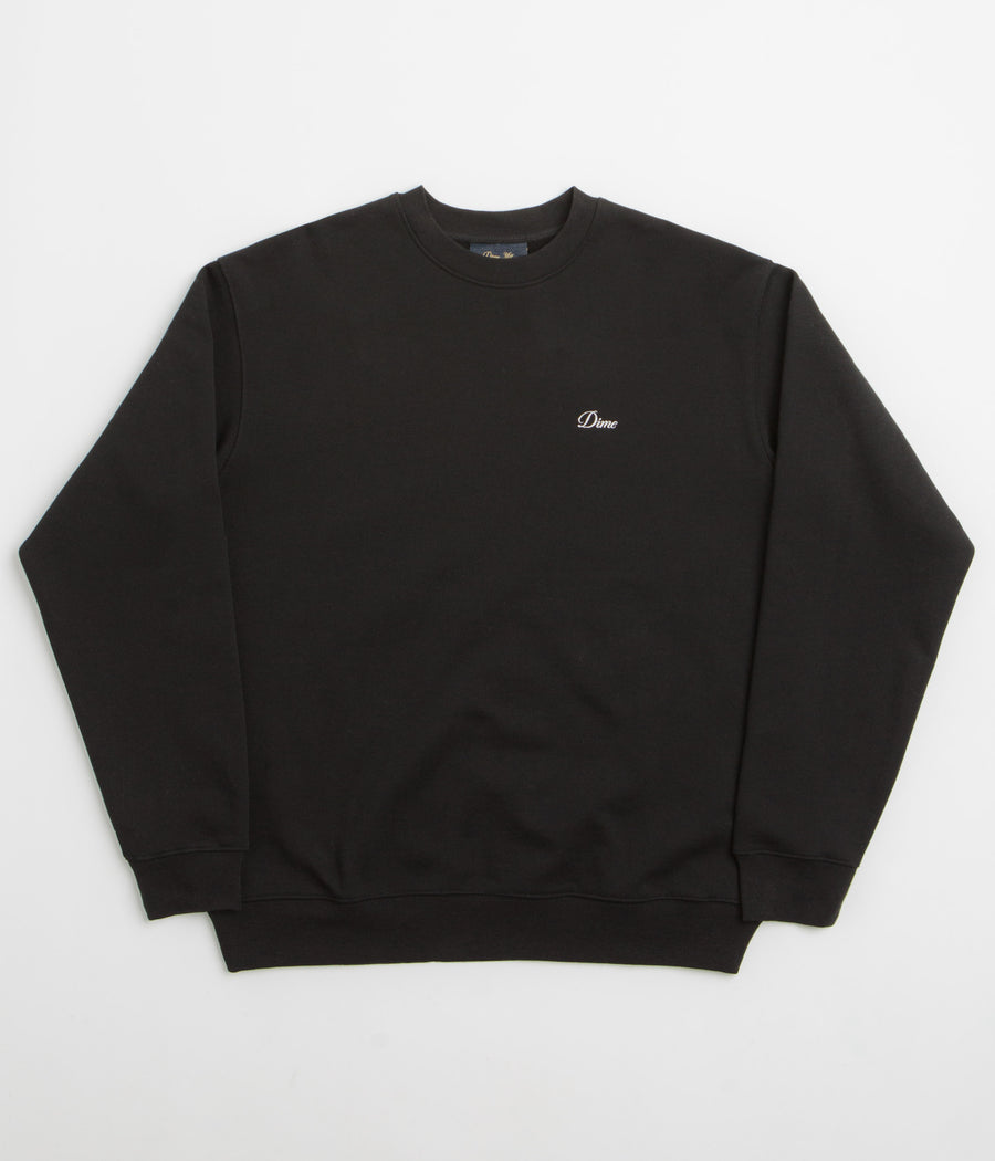 Dime Cursive Small Logo Crewneck Sweatshirt in Black