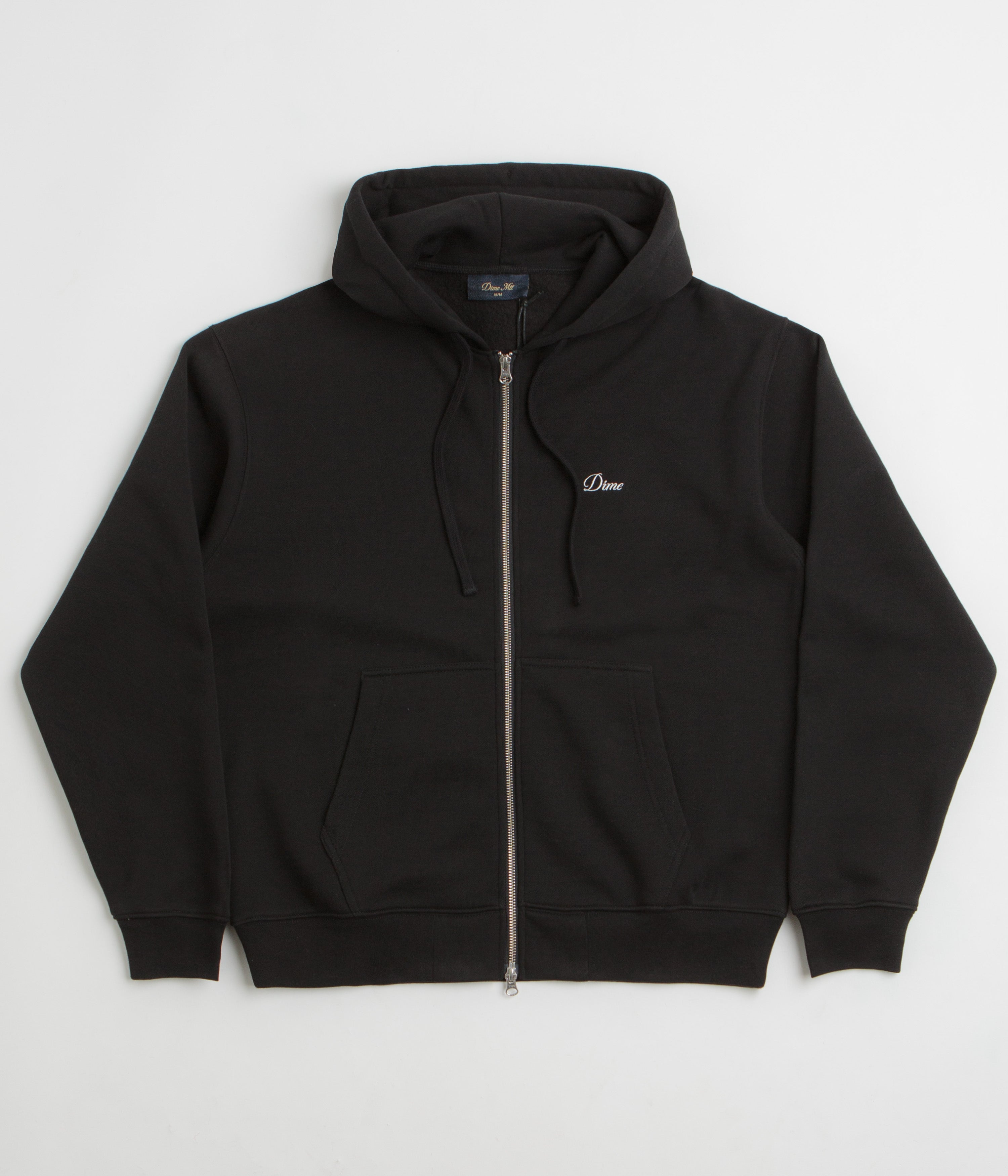 Dime Cursive Small Logo Full Zip Hoodie in Black