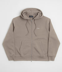 Dime Cursive Small Logo Full Zip Hoodie in Driftwood