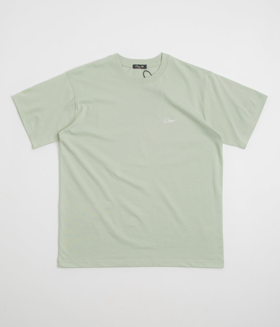 Dime Cursive Small Logo T-Shirt in Charcoal Moss
