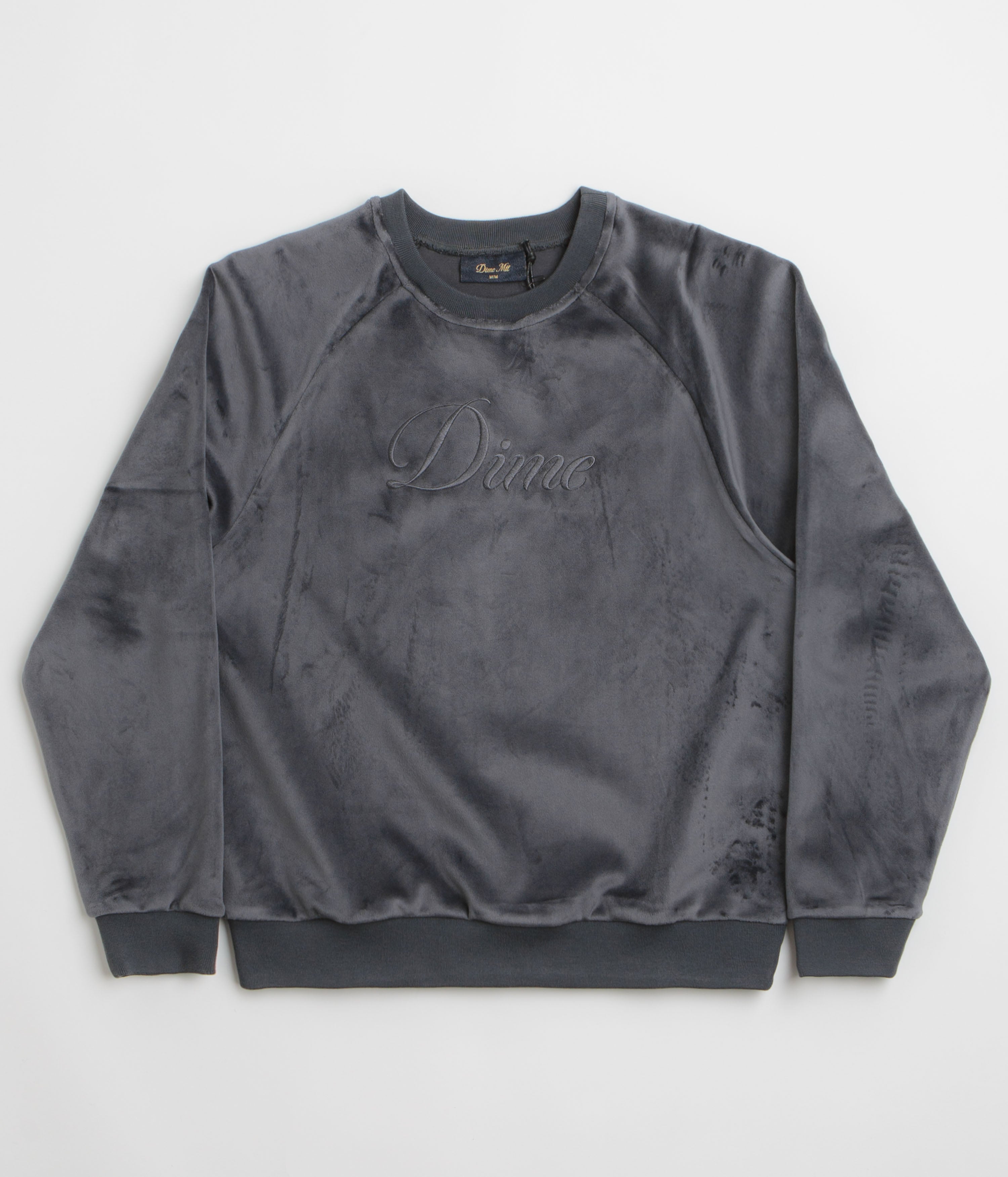 Dime Cursive Velvet Crewneck Sweatshirt - Smoke | Flatspot