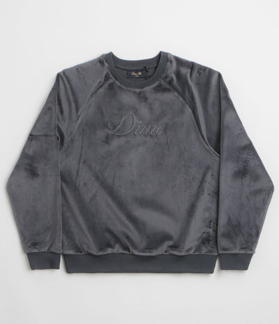 Dime Cursive Velvet Crewneck Sweatshirt in Smoke