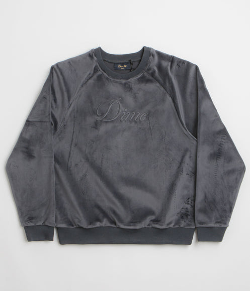 Dime Cursive Velvet Crewneck Sweatshirt - Smoke