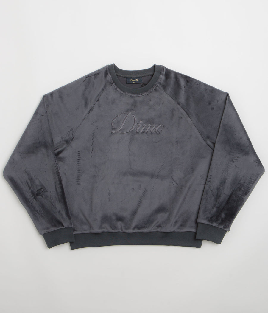 Dime Cursive Velvet Crewneck Sweatshirt - Smoke