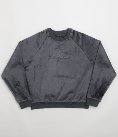 Dime Cursive Velvet Crewneck Sweatshirt - Smoke