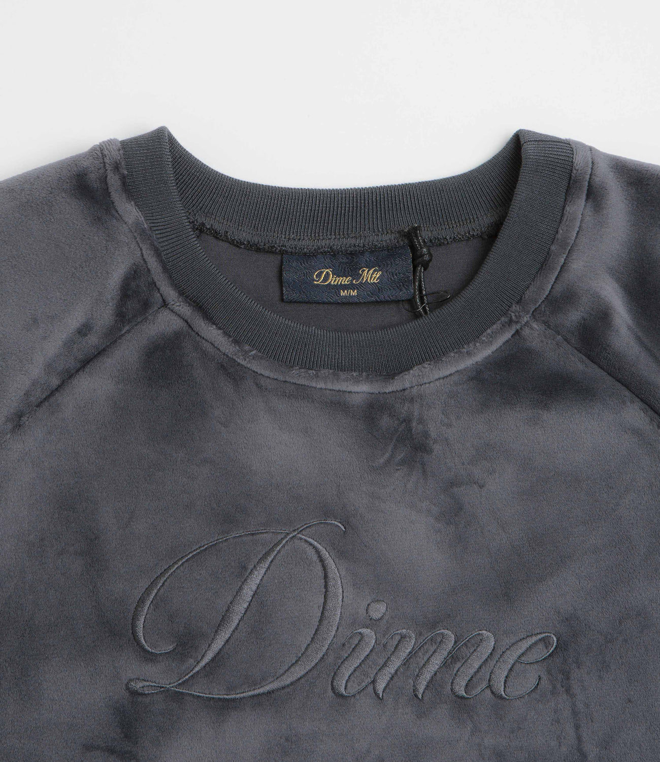 Dime Cursive Velvet Crewneck Sweatshirt - Smoke | Flatspot