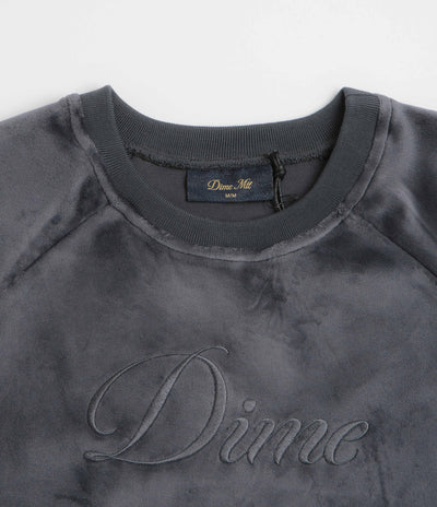Dime Cursive Velvet Crewneck Sweatshirt in Smoke