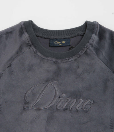 Dime Cursive Velvet Crewneck Sweatshirt - Smoke