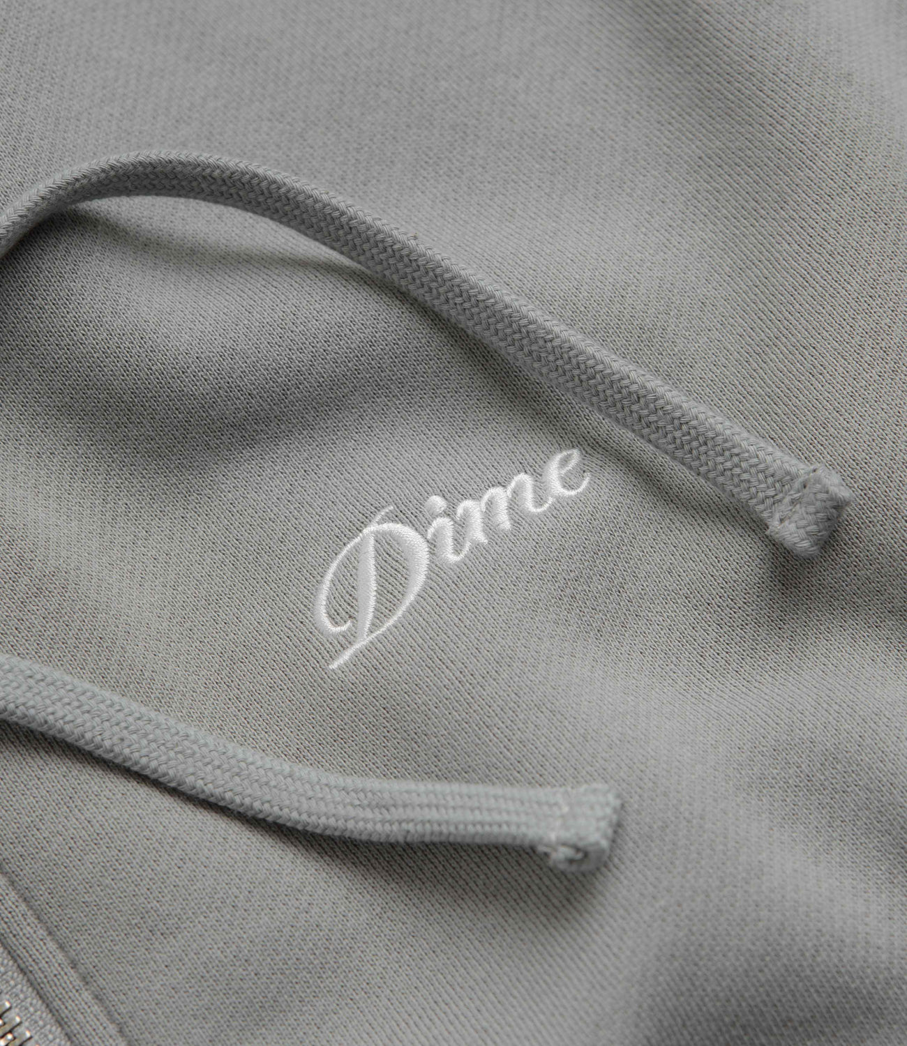 Dime Cursive Zip Hoodie - Stone Silver | Flatspot
